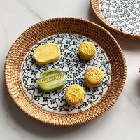 Assiette à fruits en céramique tressée en rotin, style nordique de luxe multifonction, pour cuisine et salle de bain, rangement pour fruits secs, gâteaux et collations