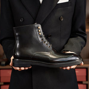 Bottes Chelsea montantes pour hommes, style mode, en cuir véritable fait main, respirantes, classiques et officielles - Product Image 6