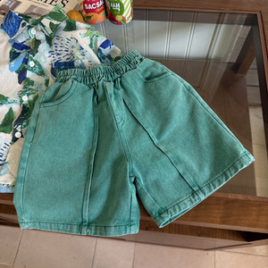 Summer Green Twill Cool Loose Boys' Girls Full Match Pants Short pour enfants - Product Image 6