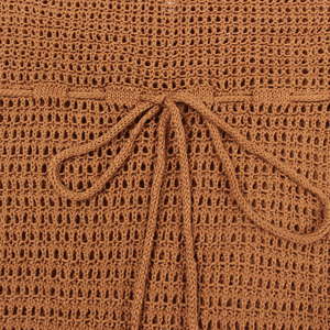 Robe longue de plage pour femme, col en V, en maille crochetée, transparente, à franges et fente, cache-maillot de bain - Product Image 6