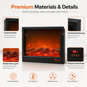 Chimenea Eléctrica Empotrada Lineal con Llama LED Ajustable OEM - Product Image 5