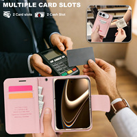 Étui portefeuille de luxe en cuir PU compatible avec iPhone 18 DUO, avec fentes pour cartes, support vertical et horizontal