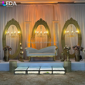 Arche de fleurs ovale en métal doré de luxe avec motifs pour décorations de mariage et événements LEDA - Product Image 4