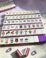 Ensemble de mahjong pliable de luxe de couleur lavande, moderne et écologique, 160 pièces, motif étoile citron, design cadeau pour les passionnés de jeux