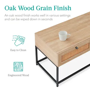 AMPLE <strong>STORAGE</strong> Coffee <strong>Table</strong> <strong>Crafted</strong> <strong>with</strong> a Natural Oak Wood Finish and Sturdy Metal Frame Versatile <strong>Table</strong> - Product Image 4