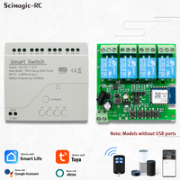 Module de relais intelligent TUYA avec interrupteur Wi-Fi et télécommande RF 433 MHz, 4 canaux, 7 V à 32 V, récepteur RF sans USB