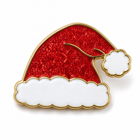 Broche personnalisée en émail pailleté, motifs Arbre, Bonhomme de neige, Chapeau de Père Noël, style Kawaii, plaquée or, cadeau, vente en gros, broche de revers de Noël, broche Chapeau de Père Noël
