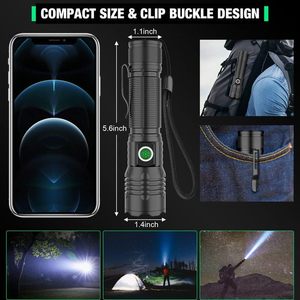 Lampe torche tactique LED 30W en gros, rechargeable par USB, batterie intégrée, IP65, portée de 1500 mètres, lampe de poche pour le camping - Product Image 4