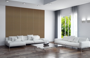 Panel acústico Akupanel de <span class=keywords><strong>roble</strong></span> <span class=keywords><strong>claro</strong></span> estándar europeo Hanghe con certificado EUDR, listón de <span class=keywords><strong>madera</strong></span> absorbente de sonido para diseño de interiores - Product Image 4