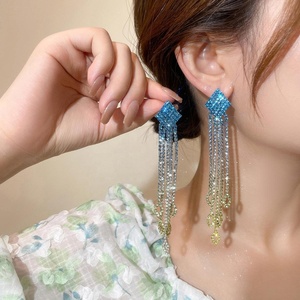 Pendientes de Araña Estilo Europeo Americano, Nueva Moda, Exagerados, Completamente de Cristal y Aleación con Pedrería, para Mujer, Vestido Elegante - Product Image 4