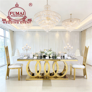 Juego de mesa de comedor de cristal de acero inoxidable para uso en restaurantes y exteriores, muebles de hotel de lujo modernos - Product Image 2