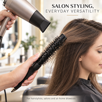 Brosse à cheveux ronde professionnelle, barillet en aluminium ventilé, poils en nylon, manche en caoutchouc, pour le coiffage et le séchage, vente en gros pour salons de coiffure
