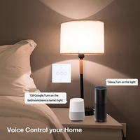 Saklar WiFi Alexa dan Google, sakelar cerdas lampu LED Panel kaca sentuh OEM pengiriman cepat