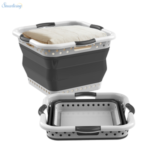 Cesto per Biancheria Sporca Pieghevole Retrattile Portatile con Quattro Maniglie, Facile da Riporre, per Uso Domestico, 45L, Grigio - Product Image 1