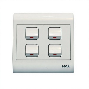 LiOA Brand 4 Gang <b>Wall</b> Mounted <b>Light</b> <b>Switch</b> Durable PC Material 16A Electrical Power <b>Switch</b> for Residential Use - Product Image 1