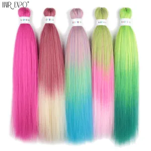 26Inch Easy <b>Braids</b> Hair Synthetic Colourful Pre Stretched Braiding Hair Extensions Jumbo <b>Braids</b> Ombre Yaki Long Straight Hair - Product Image 5