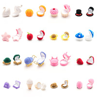 Boîte à bagues personnalisée en velours floqué motif dessin animé de Noël, boîte à bagues mignonne, boîte à boucles d'oreilles, emballages cadeaux de bijoux en gros, boîte à bijoux