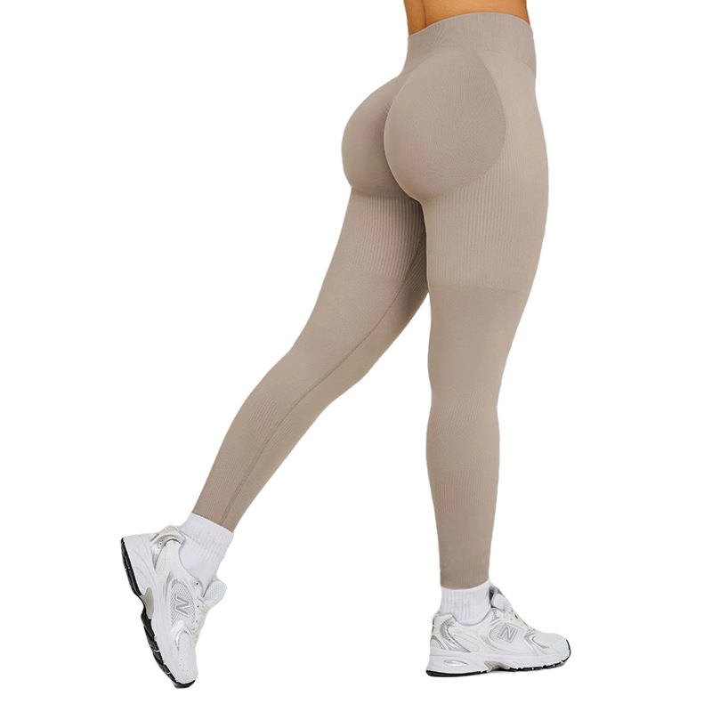 Hot-selling Plus Ladies Solid Butt Scrunch Seamless High Waist Hip Fitness Yoga Leggings Elastic Waist Yoga Pants
