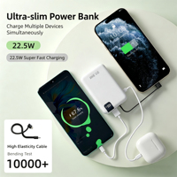 Batería Externa Portátil de 10000mAh en Oferta, con Carga Súper Rápida de 22.5W/35W, Cables Integrados, Diseño Delgado, Impresión de Logotipo