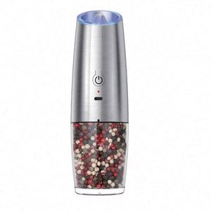Juego de Molinillos Eléctricos de Sal y Pimienta de Plástico con Sensor de Gravedad, Recargables, con Luz Azul y Base - Product Image 1