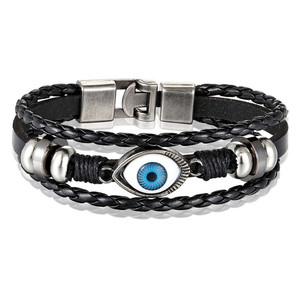 Bracelet en cuir multicouches pour homme, accessoires de bijouterie, Design mauvais œil, 2019 - Product Image 1