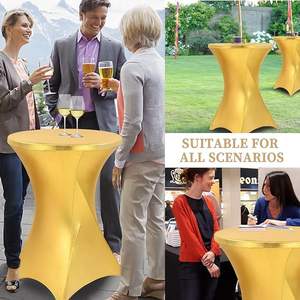 <span class=keywords><strong>Nappe</strong></span> de table de bar et de cocktail en polyester extensible, couleur unie, personnalisable, avec revêtement argenté, pour l'exportation - Product Image 4