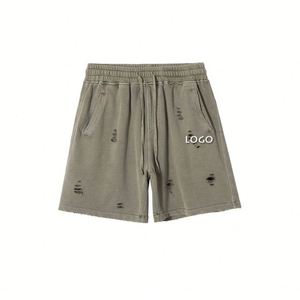High Street Style Heavy Washed Loose Mens Shorts Fashion Hole Vintage Pantalones cortos para hombre - Product Image 2