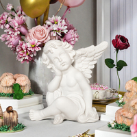 Figurine d'ange blanc en résine, chérubin assis en méditation, décoration