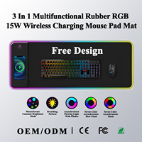 Tapis de souris sans fil personnalisé avec recharge RGB, surface en tissu micro-texturé, tapis de bureau antidérapant en caoutchouc pour le jeu et le bureau