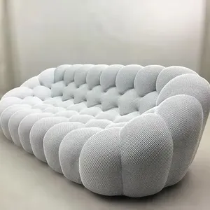 Factory Made Sectional Cloud Flower Shape Buttoning Upholstered Fabric Hotel Sofa For Project Bubble Sofa