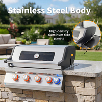 Barbecue à gaz en acier inoxydable moderne haut de gamme à 6 brûleurs avec brûleur arrière infrarouge 6+1 pour îlot de cuisine extérieur