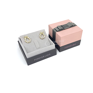High Quality <b>Pink</b> Paper <b>Box</b> Velvet Insert Boxes With Ribbon for <b>Gift</b> Packaging Plastic Jewelry <b>Box</b> With Customized Logo - Product Image 5