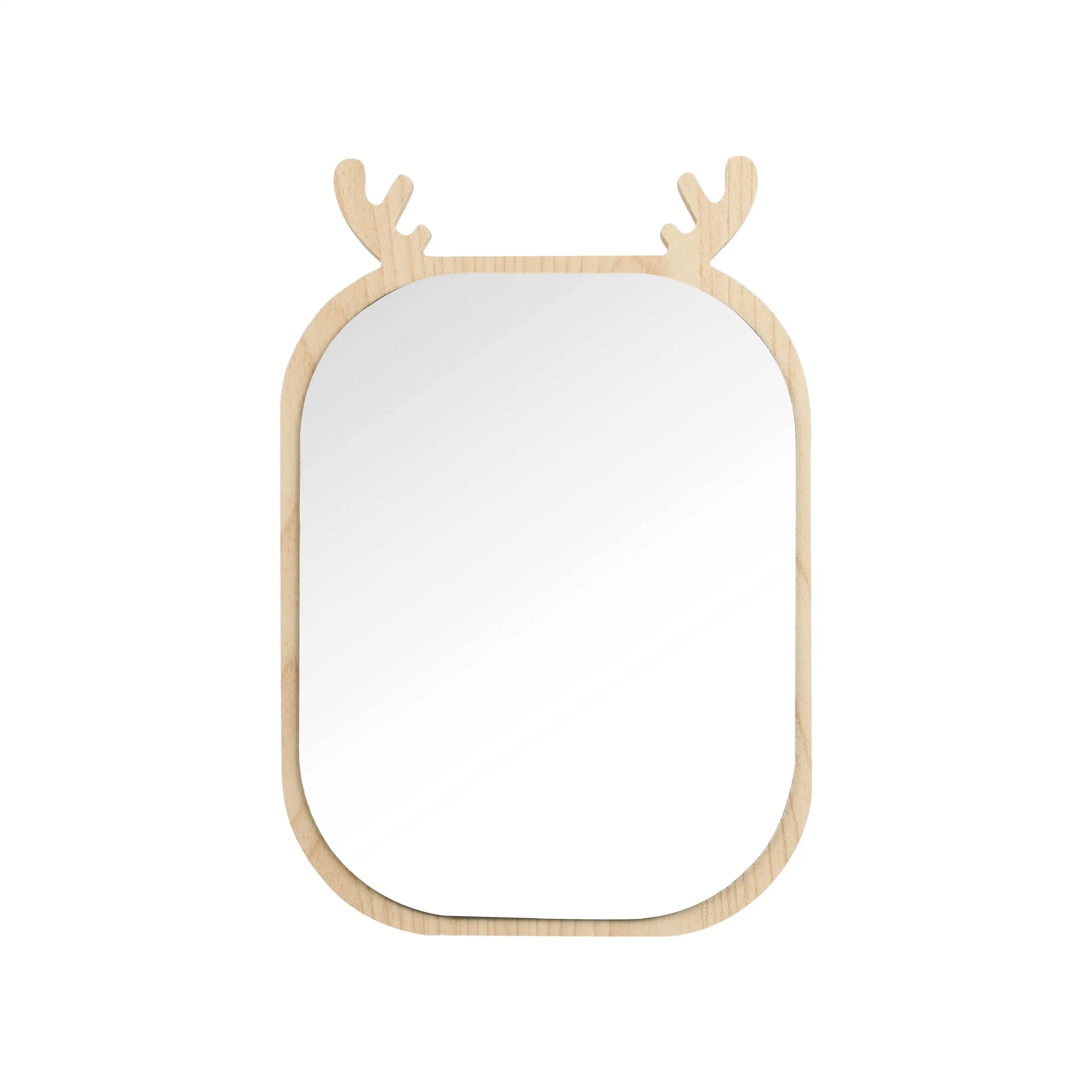 Wholesale Private Label Korean Style Deer Shape Free Moving Wooden Single Sided Desktop Mirror For Makeup