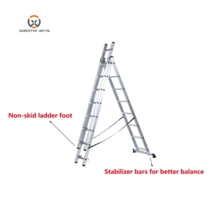 Scala in Alluminio Regolabile a Tre Sezioni <span class=keywords><strong>per</strong></span> Pittura di Pareti Esterne e Installazione di Facciate Continue - Product Image 4