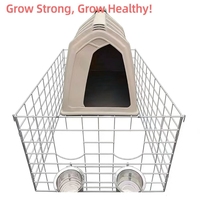 Igloo en plastique pour veau, niche d'isolement pour veau de ferme laitière avec clôture galvanisée et bols en acier inoxydable