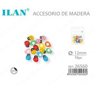 Accessorio in legno a forma di scarabeo ILAN 12mm 16 pezzi per artigianato - Product Image 3