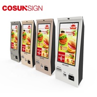 Kiosque LCD COSUN SIGN pour restaurant en libre-service, écran tactile mural, fonction SDK, fonctionnalités de paiement ciblées, ISO TUV CE ROHS