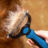 Peigne démêlant 2-en-1 pour chiens et chats |   Brosse démêlante et anti-nœuds pour poils longs/courts, brosse de toilettage et de nettoyage (plastique)