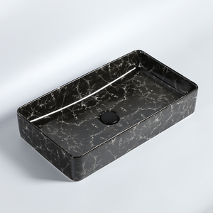 <span class=keywords><strong>Lavabo</strong></span> de salle de bain <span class=keywords><strong>en</strong></span> céramique de couleur marbre noir, moderne, rectangulaire, à poser sur le comptoir - Product Image 3