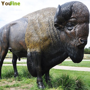 YOUFINE Gerçek Boyutta Metal Hayvan Dökümü Metal Bronz Bufalo Heykeli - Product Image 5