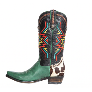 <span class=keywords><strong>Botas</strong></span> Vaqueras Xinzirain Personalizadas de Media Pantorrilla con Bordado Retro y Parches de Cuero Vacuno - Product Image 1