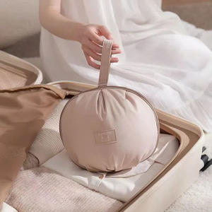 Underwear Storage Bag Round Zippered Portable Travel Organizer For Bras And Intimate Apparel Ivory White - Product Image 1