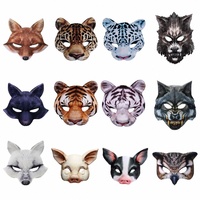 Masque fantaisie en forme de tête de cochon imprimé, demi-masque animal noir et rose, accessoire de costume, accessoire photo pour Halloween, mascarade, fête cosplay