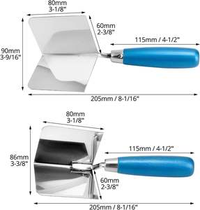 Stainless Steel <b>Putty</b> Knife with Blue <b>Plastic</b> Handle for Drywall Smoothing and Cornering - Product Image 2