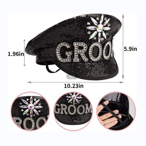 Gelin damat çift şapka payet kaptan kap nişan düğün için - Product Image 5