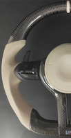 Volant en fibre de carbone avec cuir perforé beige pour couleur de surpiqûre personnalisée pour la mise à niveau des séries M et F