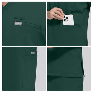 Unisex Scrub Sets V-Neck Short Sleeve <b>Tops</b> Drawstring Pants Polyester Blend Woven Fabric Hospital Uniforms for Nurses Multiple - Product Image 5