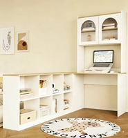 Ensemble bureau d'angle et bibliothèque personnalisé avec table de chevet, bureau d'ordinateur multifonctionnel pour la chambre à coucher