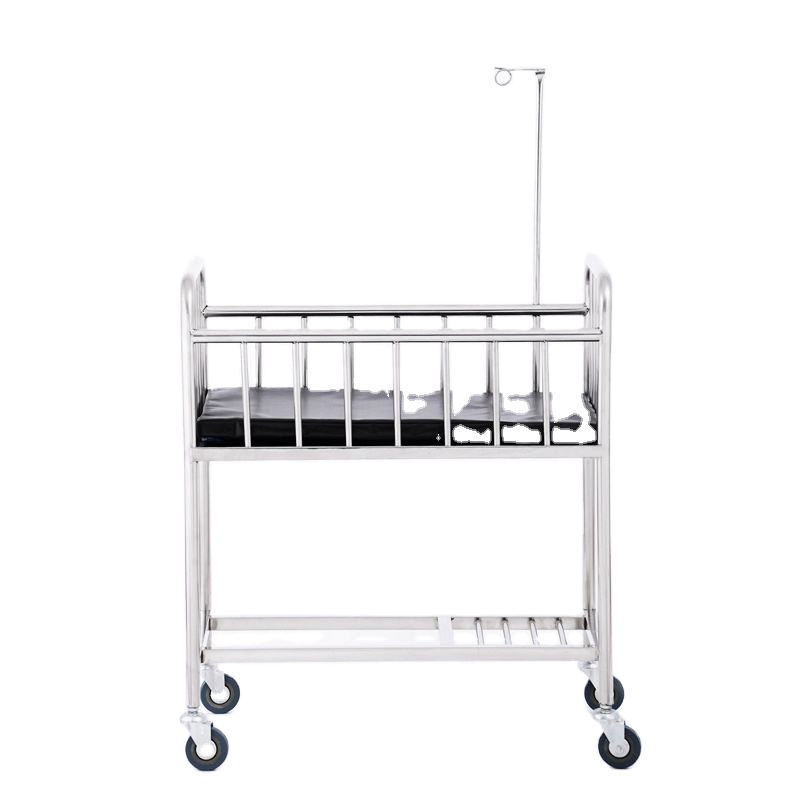 Hospital Mobile Stainless Steel Cot Crib Beds New Born Baby Bed