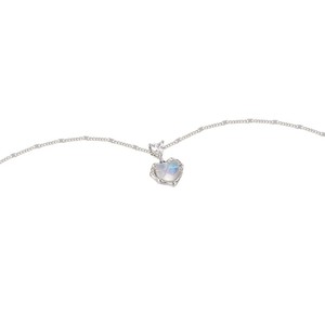 <b>Heart</b> Shape Pendant Necklace Silver Plated Alloy Women's Romantic Gift Jewelry Light Blue Bezel Setting Solitaire <b>Charm</b> - Product Image 4